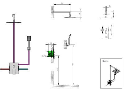 Душевая система Aquanet ML8006 Хром