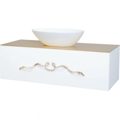 Тумба c раковиной Bellezza Римини 90 подвесная Белая сусальное Золото