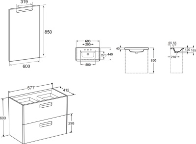 Тумба под раковину Roca The Gap 60 ZRU9302879 подвесная Белая глянцевая