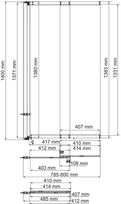 Шторка на ванну WasserKRAFT Main 80x140 41S02-80WS профиль Серебристый стекло прозрачное с покрытием WasserSchutz