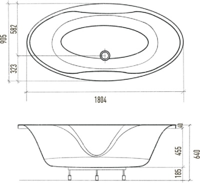 Акриловая ванна Eurolux Bath Taho 180х90 E4018090036 без гидромассажа