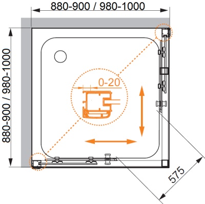 Душевой уголок Cezares Anima A-2 90x90 профиль Хром стекло прозрачное