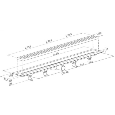 Душевой лоток PlastBrno SZE1851 с решеткой