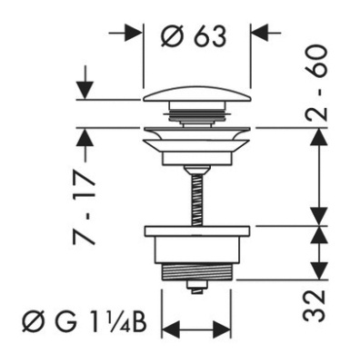 Донный клапан Hansgrohe 50100000 Хром