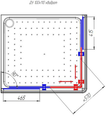 Душевой уголок Radomir 100x110 R 1-03-1-2-0-1230 с поддоном профиль Белый стекло прозрачное