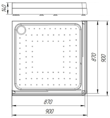 Акриловый поддон для душа Radomir 90x90x16 1-11-0-0-0-118 Белый