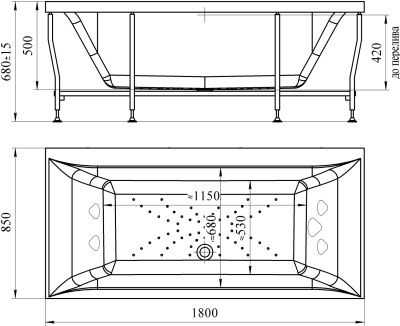 Акриловая ванна Radomir Палермо 180x85 1-01-0-0-1-033 Белая без гидромассажа