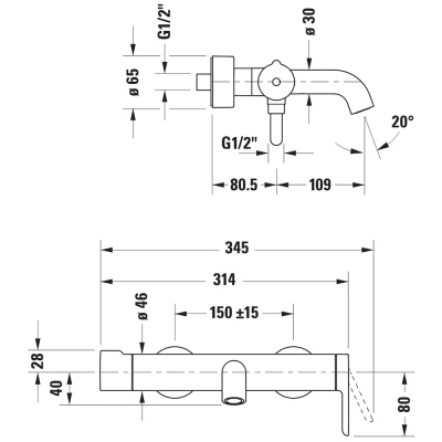 Смеситель для ванны Duravit С.1 C15230000010 Хром