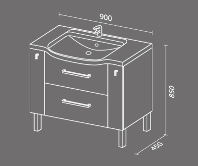 Тумба с раковиной SanVit Комфорт 90 kkomf090 с фактурой под дерево Акация светлая