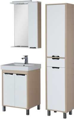 Зеркало со шкафом Aquanet Гретта 60 173985 с подсветкой R Дуб светлый Белое