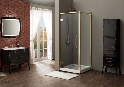 Душевой уголок Aquanet Beta Cube Classic NBB1221-1 100x100 L 184915 профиль Золото стекло Прозрачное
