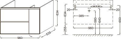 Тумба под раковину Jacob Delafon Soprano 96 EB1331-N18 подвесная Белая