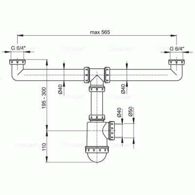 Сифон для кухонной мойки Alcaplast A448-DN50/40 Белый
