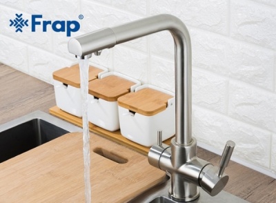 Смеситель для кухни Frap F4352 Г-образный излив Белый