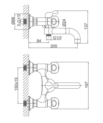 Смеситель для ванны D&K Kassel Hessen DA1423201 Хром