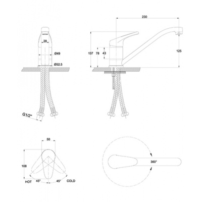 Смеситель для кухни Kaiser County 66233-1 Бежевый