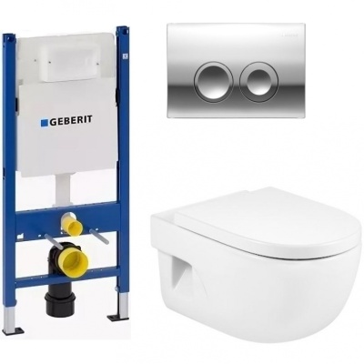 Комплект унитаза Roca Meridian N 346247000 с инсталляцией Geberit Duofix Delta UP100 458.124.21.1 с сиденьем Микролифт и клавишей смыва Хром