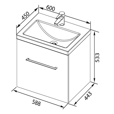 Комплект мебели для ванной Aquanet Порто 60 196676 подвесной Белый
