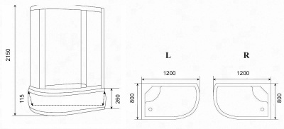 Душевая кабина Parly Classic CM120R 120х215 профиль Сатин стекло тонированное