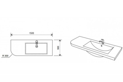 Раковина-столешница Kolpa San Lux Concept 150x50 Белая L
