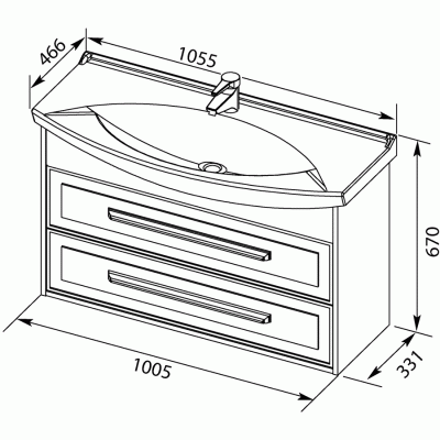 Комплект мебели для ванной Aquanet Остин 105 252223 подвесной Белый глянец Дуб сонома