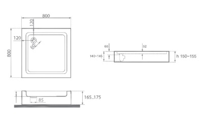 Акриловый поддон для душа Bas Аполло 80x80 Белый