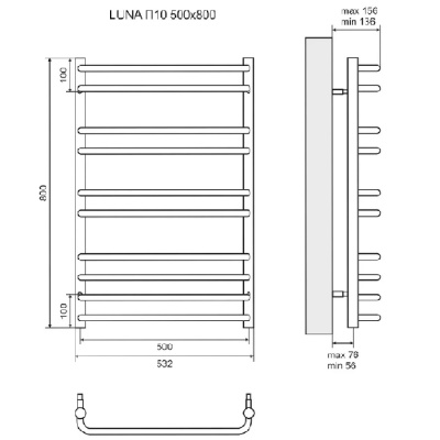 Электрический полотенцесушитель Lemark Luna 50х80 LM41810E Хром