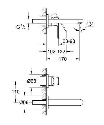 Смеситель для раковины Grohe Eurosmart Cosmopolitan 19381000 Хром