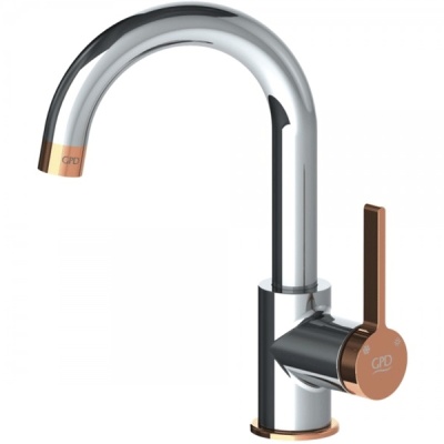 Смеситель для раковины GPD Gildo MTL165-K-R Хром Розовое золото