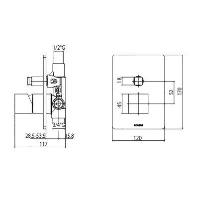 Смеситель для душа Bossini Cube Z00063.030 Хром