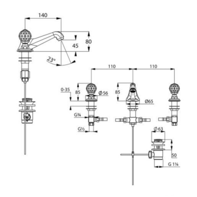 Смеситель для раковины Kludi Adlon 5104605G5 Хром