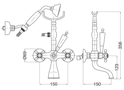 Смеситель для ванны Bugnatese Revival 402 CR (Хром)