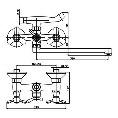 Смеситель для ванны Groft Euro 140 GF0019 Хром