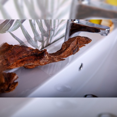 Тумба под раковину Бриклаер Форест 100 подвесная Антрацит со вставкой Пенёк