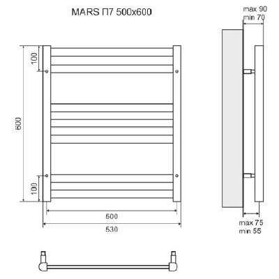 Водяной полотенцесушитель Lemark Mars 50х60 LM35607 Хром