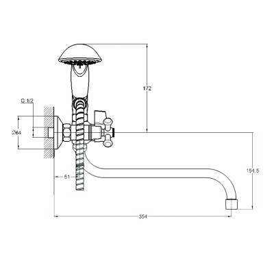 Смеситель для ванны G-Lauf QML7-A856 универсальный Хром