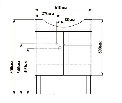 Тумба с раковиной SanVit Прима 65 в цвете Ral витые ручки Желтый глянец