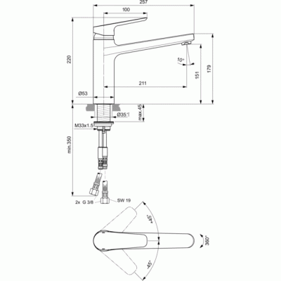 Смеситель для кухни Ideal Standard Ceraplan III B0952AA Хром