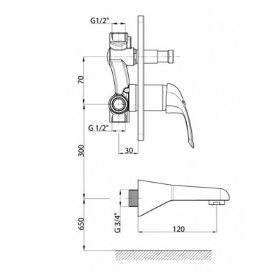 Смеситель для душа GPD Adrio MAB120 Хром