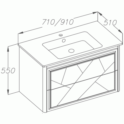 Тумба под раковину Opadiris Луиджи 90 00-00000014 подвесная Серый матовый