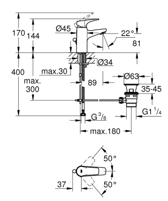 Смеситель для раковины Grohe Bauflow 23751000 Хром