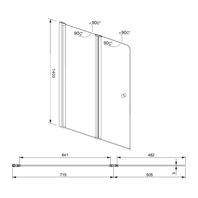 Шторка для ванны Aquanet Alfa 4 NF6222 Pivot 122x140 стекло прозрачное