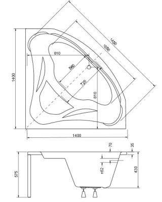 Акриловая ванна Besco Mia 140x140 без гидромассажа