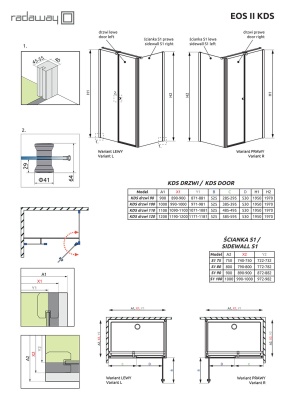 Дверь душевого уголка Radaway Eos II KDS 120 L профиль Хром стекло прозрачное