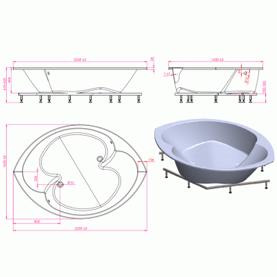 Акриловая ванна Astra Form Афродита 234x165 без гидромассажа