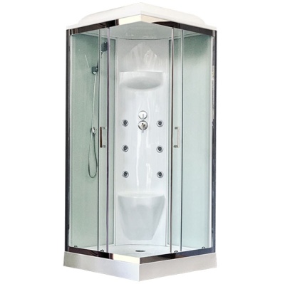 Душевая кабина Royal Bath HP 80х80 RB80HP7-WT-CH с гидромассажем стекло прозрачное задняя стенка Белая