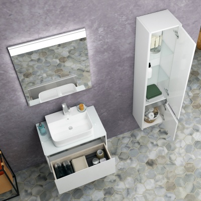 Тумба под раковину Diborg Hanna 70 77.8214 подвесная Белая матовая