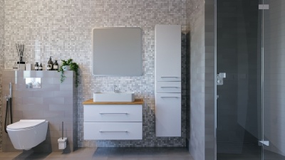 Тумба под раковину ASB-Woodline Санди 80 10881 подвесная Белая Дуб