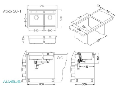 Кухонная мойка Alveus Atrox 50 1132000 Бежевый