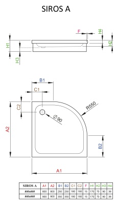 Акриловый поддон для душа Radaway Siros A 80x80x17 белый